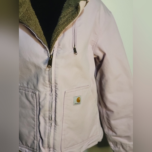 Vintage Carhartt Women's Heavy Pink Brown Fur Lined Jacket SZ. Lg Regular - Picture 2 of 11